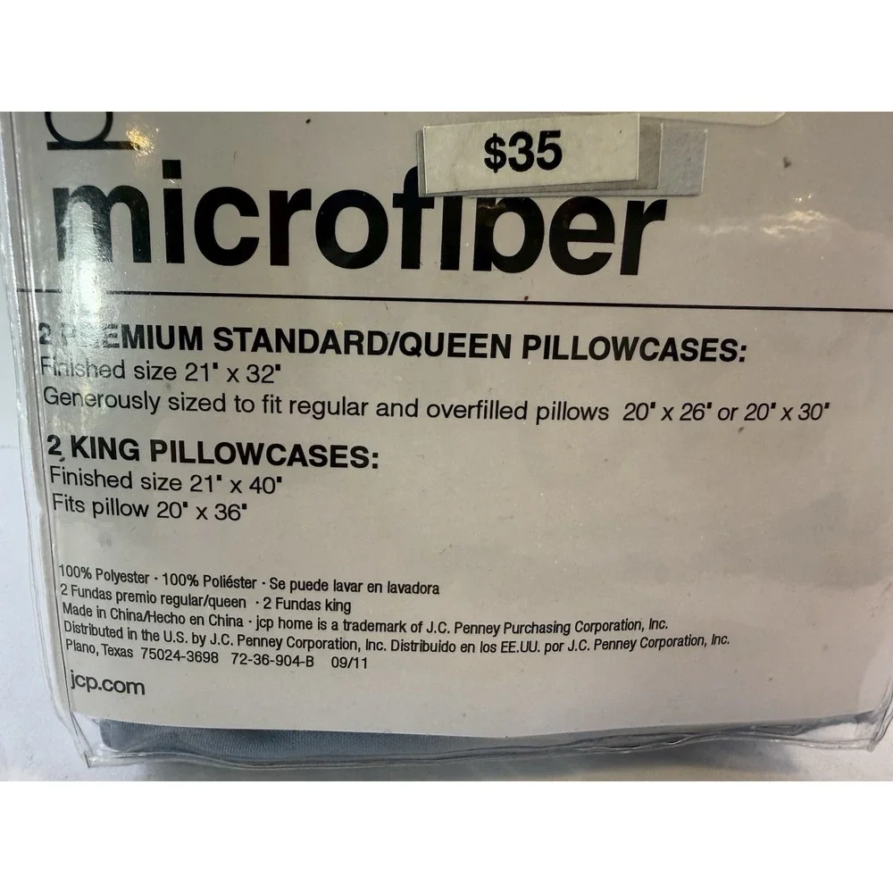 JCP Home Expressions Microfiber Pillowcases Blue Dusk Standard Queen 2-Pack NEW